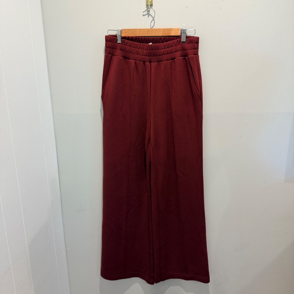 Varley Burgundy The Wide Leg Pant 30 DoubleSoft Trousers Ultra Soft  | Size M